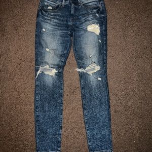 PacSun dark indigo destroyed skinny jeans.  waist 29x30